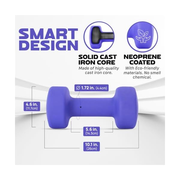 Yes4All Neoprene Dumbbells, Pairs and Sets with Rack for Home Workouts - Image 2