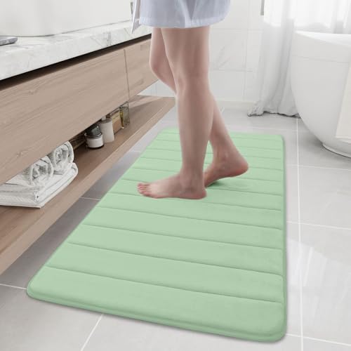 Buganda Memory Foam Bath Mat, 47" x 20", Ultra Soft and Non-Slip Bathroom Rugs, Water Absorbent and Machine Washable Bath Rug Runner for Bathroom, Shower, and Tub, Sage Green by Buganda - Used condition - US$21.70