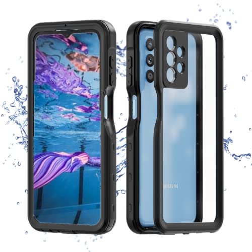 FocRelaxer Coque Samsung A13 4G IP68 Etanche Antichoc Coque Galaxy A13 4G 360 Degré Protection Imperméable Étui Antipoussière avec D'écran Intégré Mince Transparent Housse pour Samsung Galaxy A13 Noir Cover