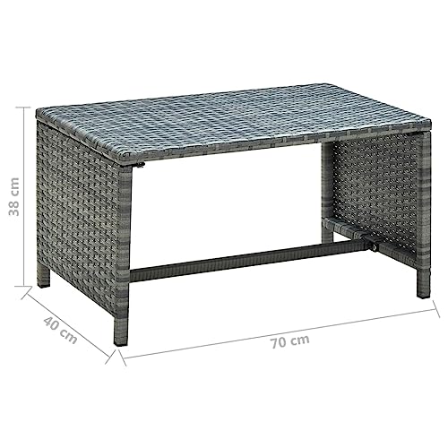 Ziaphsol Anthracite Coffee Table, 70 x 40 x 38 cm, Durable Poly Rattan Garden Table with Sturdy Steel Frame for Outdoor Spaces - Image 2