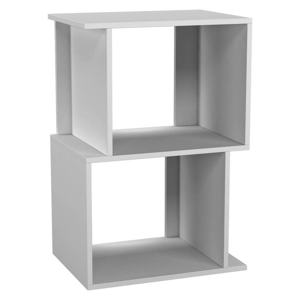 URBNLIVING 40cm Width White 2 Tier Wooden Shelving Unit Freestanding Bookcase Display Organiser with Irregular Storage Compartments for Bedroom Study Living Room Office Modern Open Bookshelf