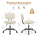 Sweetcrispy Small Office Desk Chair - Armless PU Leather with Comfy Lumbar Support, Height Adjustable Rolling Swivel Task for No Arms, for Adult, Student, Bedroom, Home, Vanity, Beige White