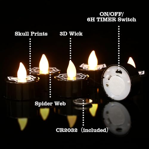 Image of GenSwin Skull Spiderweb Halloween Flameless Candles Battery Operated Timer