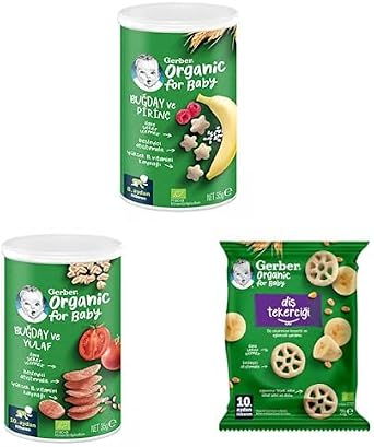 Gerber Seti | Pirin li, Bu dayl , Muzlu ve Ahududulu Bebek At t rmal  35 g x1 + Bu day ve Yulafl  Domates, Havu  ve So anl  Bebek At t rmal  35 g x1...