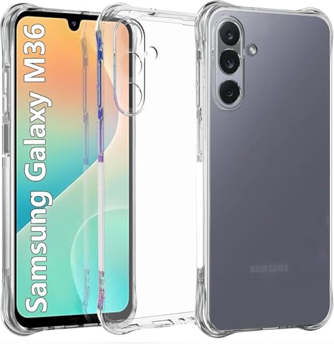 Image of REALCASE Silicone Samsung M36 5G Back Cover Case, Scratch Resistant Protective Crystal Clear Transparent Shock Proof Bumper Back Cover Case for Samsung Galaxy M36 5G