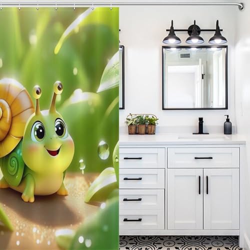 Rideau de douche textile escargots en polyester imperméable haut de gamme - 5