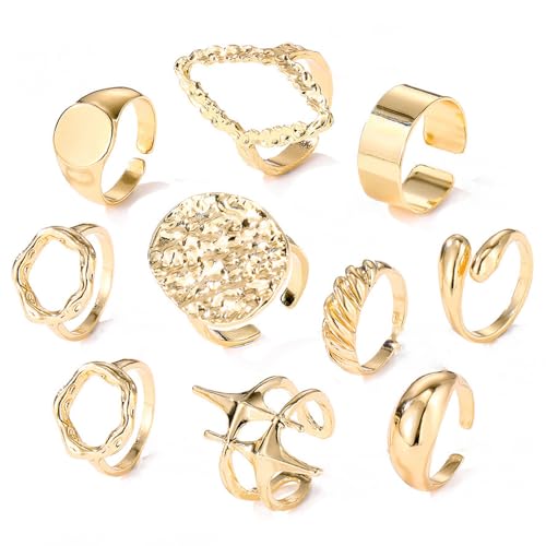 Image of Shining Diva Fashion Stylish Trendy Finger Rings Set for Women & Girls | Chunky Minimal Statement Ring Combos Modern Elegant Jewellery Collection