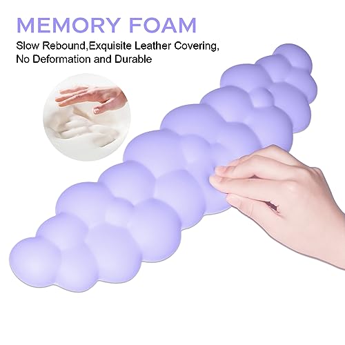 Image of JIKIOU Upgrade Leather Cloud Wrist Rest for Keyboard and Mouse & Cup Pad | Wish Gift-Cute Cloud Shape, Comfortable and don't Irritate to Skin, Non-Slip PU Base,Soft Memory Foam filled for Pain Relief