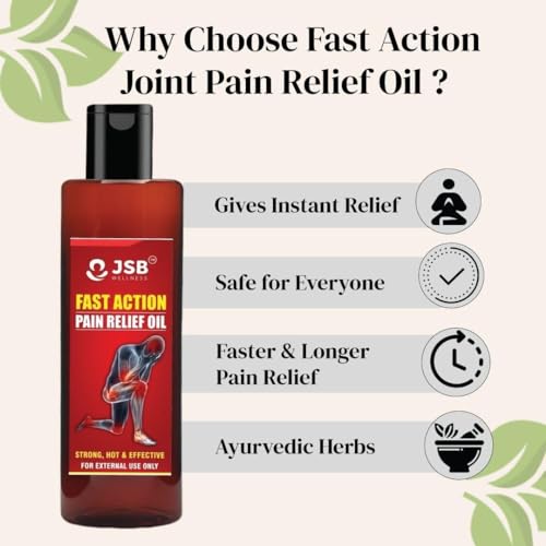 Image of JSB Joint Pain Oil For Fast Action Relief - For Knee, Back, Neck Pain - 100ML - Remains Hot Upto 10Hrs - Swelling & Joint Inflammation Relief - Ayurvedic Herbal Oil - Muscle Relief - 100% Natural