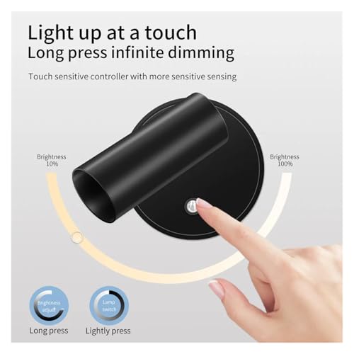 Lámpara de pared LED magnética negra recargable por USB con control táctil 6