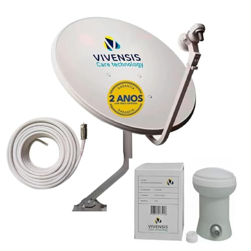 Kit Parabolica Digital Ku Vivensis + Lnbf + Cabo 15 Metros Branco