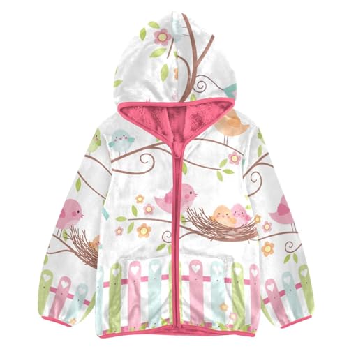 OTVEE Spring Cute Bird and Nest Kids Hoodie Jacket Fall Spring Full Zip Warm Outwear Coat