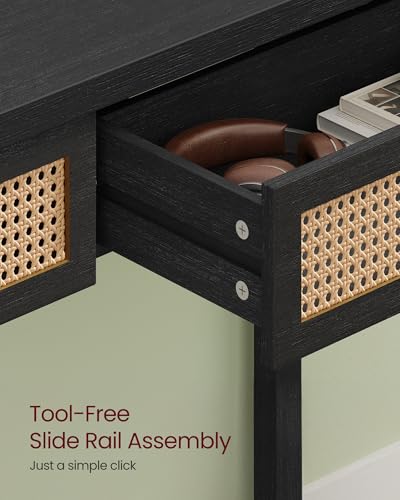 Image of VASAGLE 39.4 inch Console Table, 2 Drawers, Open Storage Shelf, Rounded Corners