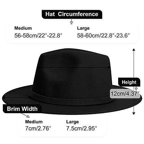 Image of KUJUHA Women Men Wide Brim Fedora Hat