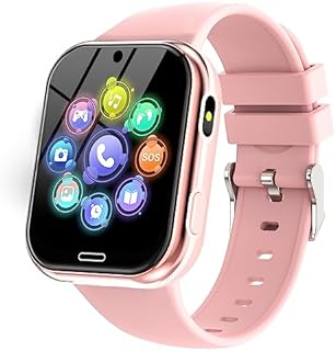 Smart Watch Kinder Telefon Uhr, Smartwatch für Mädchen Jungen mit Spiele Schrittzähler Anruf SOS Musik Kamera Wecker, Kinderuhr Telefonieren für Kids 3-12 Jahre Geschenke, Kids Smart Watch (Rosa)