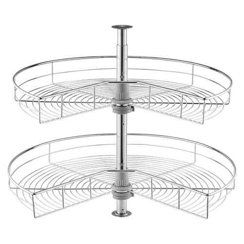 VEVOR Plateau Tournant pour Meuble d'Angle 71 cm 2 Niveaux, Tourniquet de Cuisine Rotatif à 360°, Étagère Pivotante pour Placard d’Angle Réglable en...
