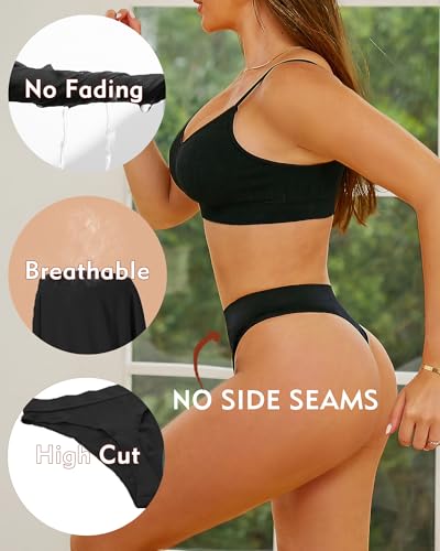 Image of High Waisted Thongs for Women Panties Tangas Sport Seamless Underwear 6Pack