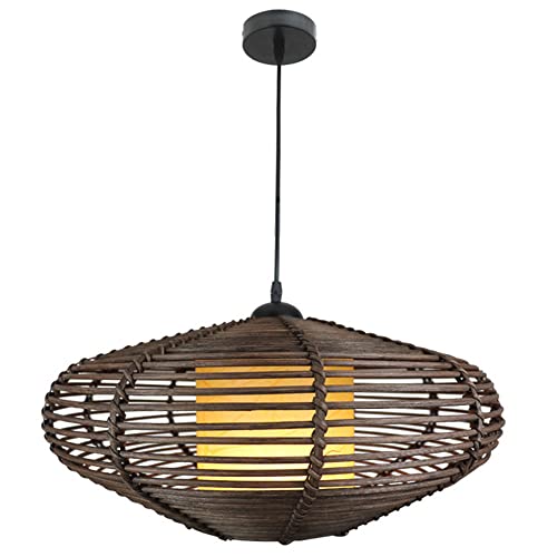 Lampe Suspendue En Rotin Boho Lustre Côtier E27 pour Cuisine et Salle à Manger Vintage