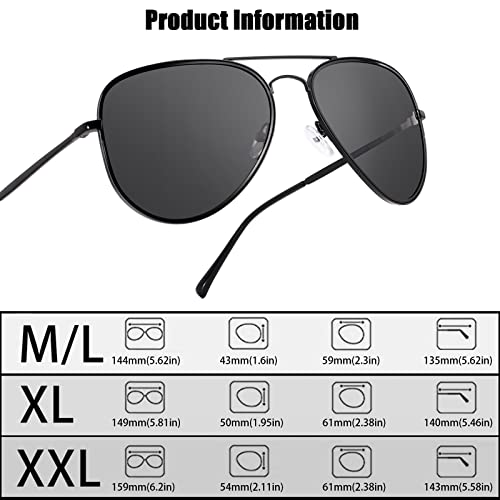 MAXJULI Polarized Aviator Sunglasses for Big Heads Men Women 81232