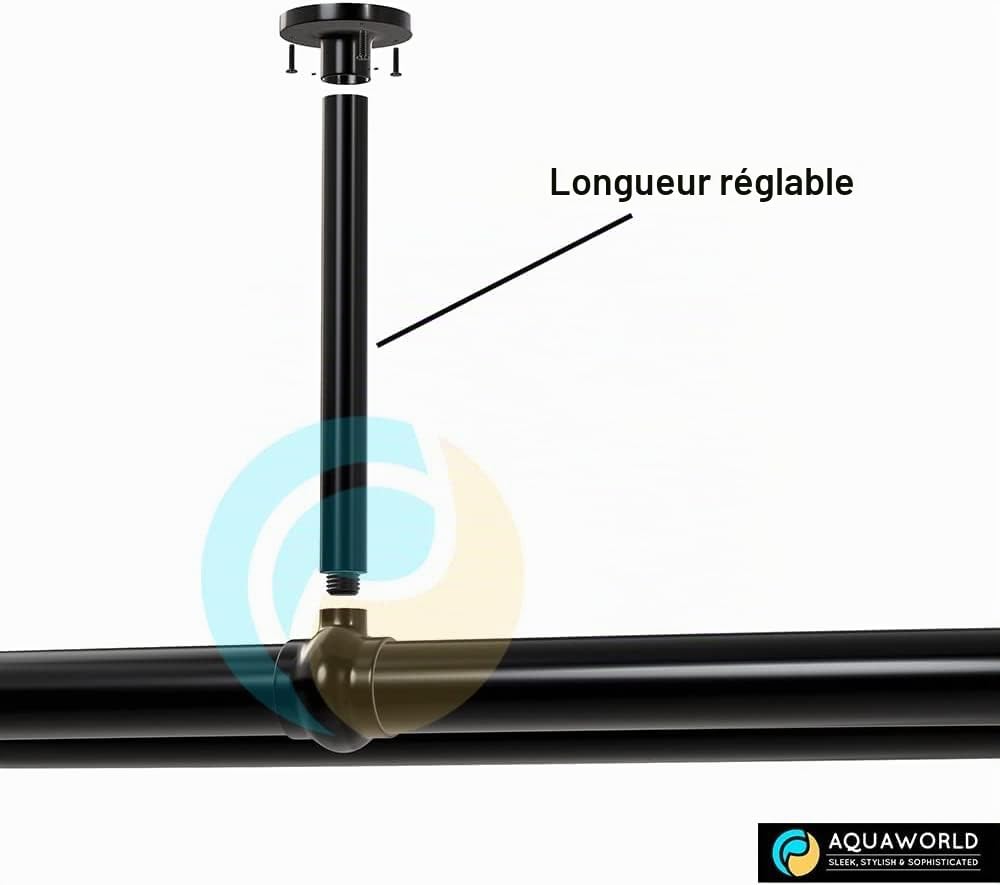 Aquaworld Oval Shower Curtain Rod for Bathroom Decor, Ceiling Mounted, Sturdy Construction, Black Shower Curtain Rod, Ideal for Small Bathrooms Size: 110 x 64 x 28 cm