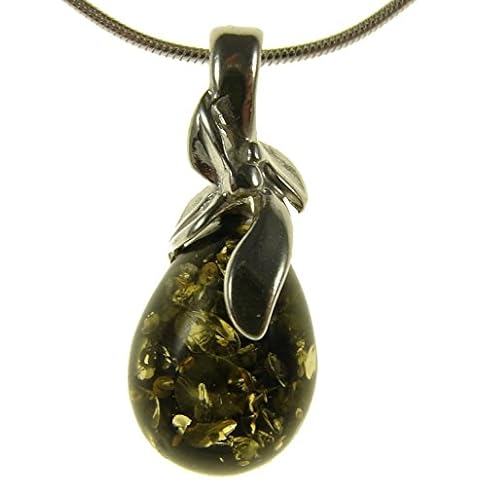 Baltic amber and sterling silver 925 green pendant jewellery jewelry (no chain) Cover