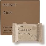 Promix Whey Protein Isolate Puff Bar, Chocolate Chip, 12 Count, 16.9oz | 15g Protein, 150 Calories each|Low Carb Healthy Snack with Egg Whites | All Natural, Grass Fed,Gluten Free, Low Sugar, Soy Free