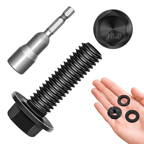 M8 x 25mm (10 Sets) M8x1.25 Bolt Flanged Hex Head Nuts and Bolts, M8 Bolt Flange Hexagon Screws with Nuts and Washers, M8 Screws Grade 10.9 Alloy Steel Metric Bolt Assortment Metric Screw by Mywish