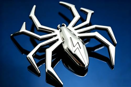 Image of 3D Spider Chrome Emblem Badge Sticker Decoration for Car, Truck, Motorcycle, RV, Scooter, SUV, Door, Window (Silver Flash Spider)