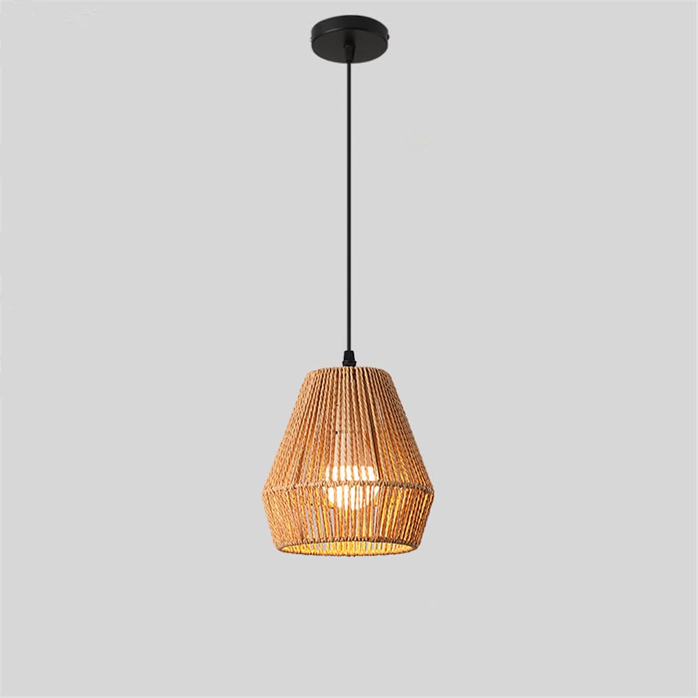 SXWNBIFH Industrial Style Retro Hemp Rope Pendent Lamp Personality Creative Internet Bar Cafe Restaurant Bedroom Clothing Store Bar Counter Chandelier (O D18CM)