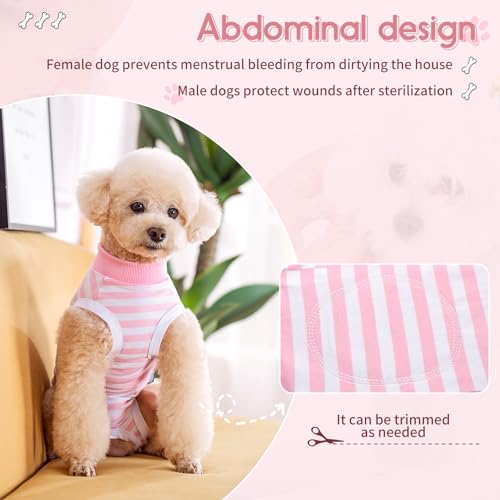 TQFlow Hundbody Nach Op, Body Hund Kastration Wundschutzanzüge Hündin Rüde, Wundschutz Professioneller Pet Recovery Suit, Operationsbody Hund Body Atmungsaktiv Hunde Einteiler (Rosa,XS)