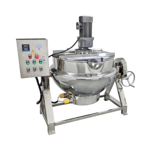 Banfluxion Electric Pot Stirrer 200L 52.8Gallon Automatic Sauce Stirrer Mixer Heavy Duty Stainless Steel Heating Mixing Machine Tilting Commercial Stirring Jacketed Kettle, 220V, 1.5KW