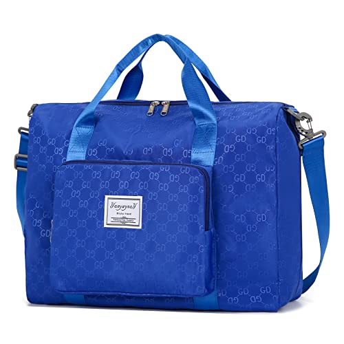 YANYUYNAY Bolsa de Viaje Plegable 45L Bolso Mochila Viaje Cabina Equipaje de Mano Bolsa Deporte Bolsa Fin de Semana Bolsa de Lona Impermeable Ligera de Tela Oxford Blue Cover
