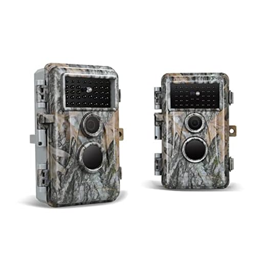 [Uppgraderad 2020 2-pack vilda djur kamera Trail & Deer Cam 16MP 1080P med mörkerseende rörelse aktiverad IP66 vattentät & lösenordsskyddad foto- och videomodell tidsförslag och tidsstämpel för jakt