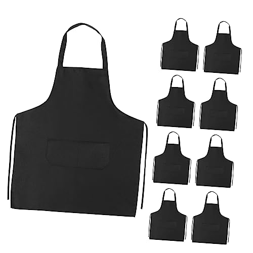 CONGARTENO 10pcs Apron Pockets Cooking Utility Bistro Kitchen Restaurant Chef Bib Portable Chef Whites Housekeeping Anprons Beige White Bibs Black Polyester