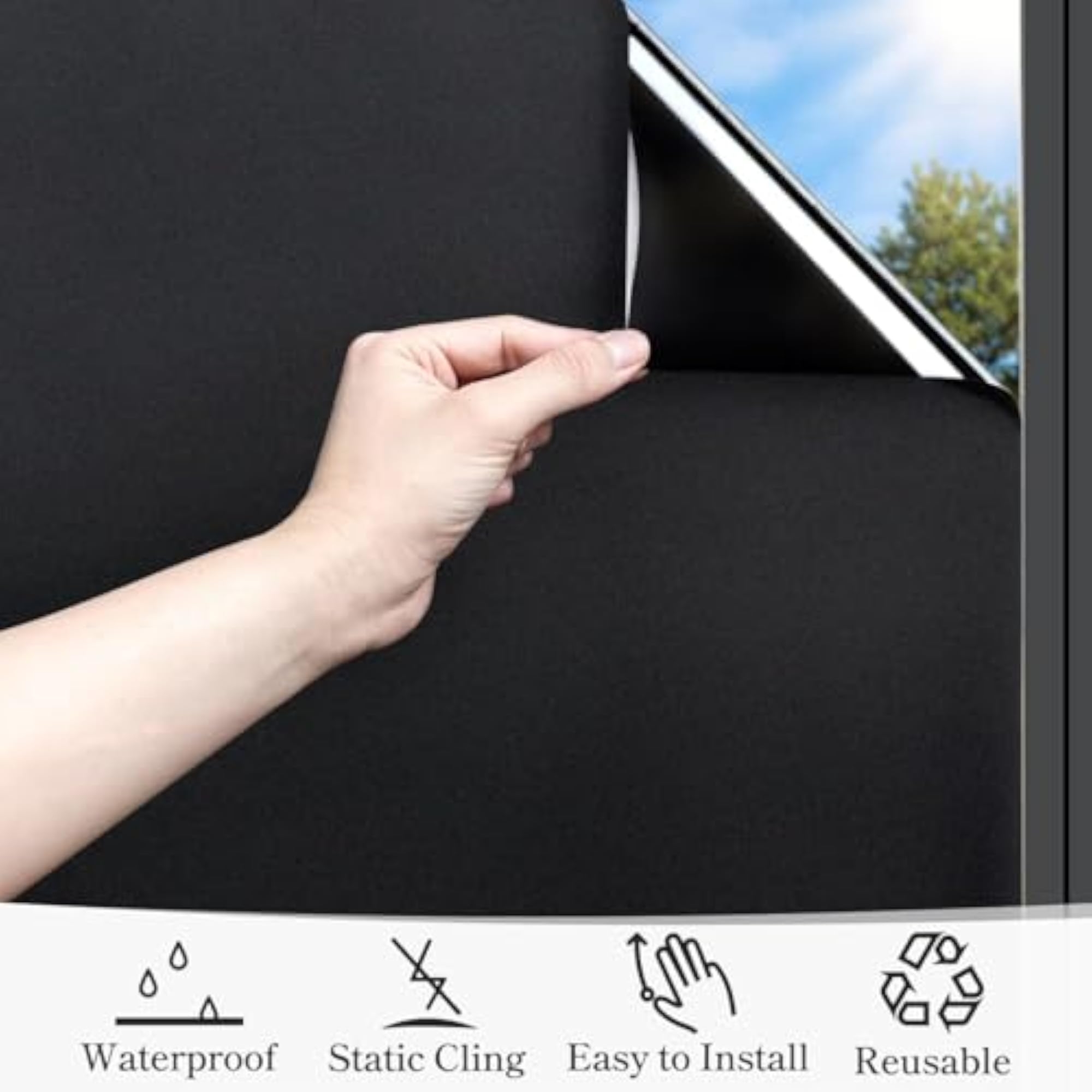 Blackout Window Privacy Glass Sheet, UV/Sun Blocking