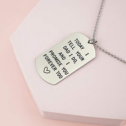 Melix Home Stepson Gifts Dog Tag Necklace Today I Tell Your Dad I Do I Promise You Forever Too Stepdaughter Gift from Stepmother3