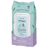 CALA Collagen Makeup Remover Cleansing Tissues, Waterproof Eye Makeup Wipes, Deep Cleansing Face Towelettes Leave Skin Soft Smooth Moisturized, Free of Sulfates Parabens Phthalates, 60 Sheets