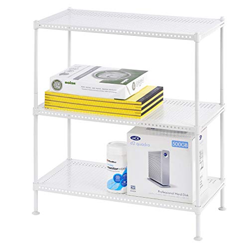 Muscle Rack PWS241228-3W Steel Wire Shelving, 3 Adjustable Shelves, 110 lb Per Shelf Capacity, 28" Height x 24" Width x 12" Depth, White - Thumbnail 4