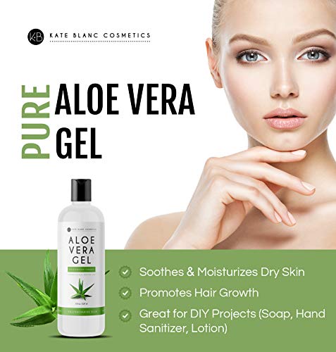 Kate Blanc Cosmetics Aloe Vera Gel For Face And Skin (8 Oz) Pure Aloe Vera Gel For Hair Growth. Aloe Gel Great For Sunburn Relief, Burns, Dry Scalp Moisturizer. Made From Organic Aloe Vera Plant #TOP1