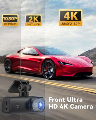 Dash Cam 4K Front, Ultra HD Dash Camera for Cars, 1.47''IPS Screen Mini Car Camera with APP Control, Built-in Wi-Fi & G-Sensor, 24H Parking Mode, Night Vision, WDR, Loop Recording, Support 256GB Max - Image 5