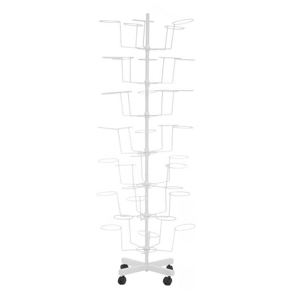 7 Tier 35 Hats Swivel Display Stand - Freestanding Headgear Wig Metal Adjustable Floor Standing Hat Rack - Removable 21X21X65
