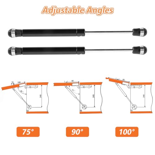 MIVIDE 8 Stück 300N Hydraulic Gasdruckfeder, Schwarz Gasdruckdämpfer, Gas Strut Lift Schrank, Hydraulic Möbel Gasdruck, Gasdruckfeder 300N für Klappen Schranktür Stoßdämpfer Küchenschrank(Schwarz)