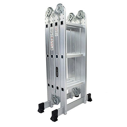 Luisladders 12.1FT Folding Ladder Multi-Purpose Aluminium Extension 7 in 1 Step Heavy Duty Combination EN 131 Standard