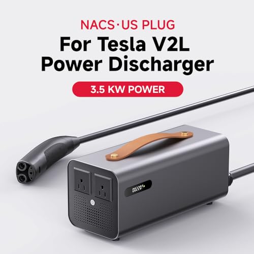 Image of 3.5KW NACS EV Discharger, V2L Discharge Gun for Tesla Model X /Y /3 /S, Max 30A 110V-120V Outdoor Power Supply with 5-15R Adapter for Camping, Construction, and Emergency Use