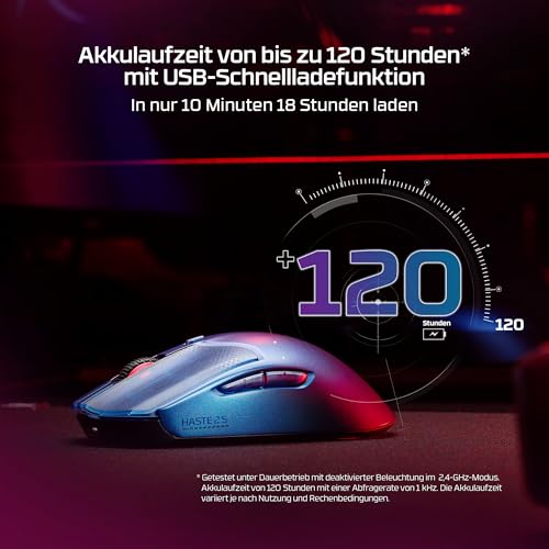 HyperX Pulsefire Haste 2 S Kabellose Gaming-Maus, Silber – Ansicht 3