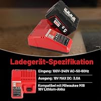 Powarobor 2X M18B5 18V 5.0Ah Akku Ladegerät Set Kompatibel Mit Milwaukee – Ansicht 3