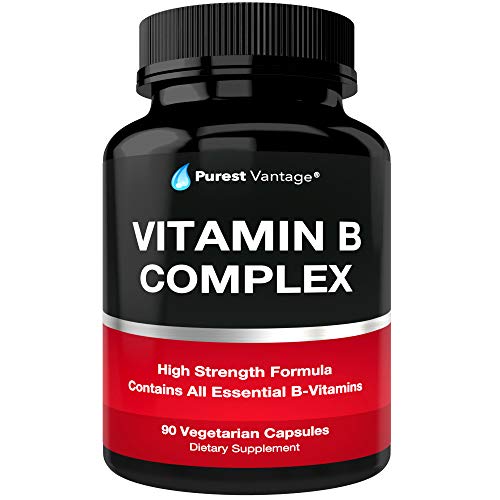 Vitamin B Complex Vitamins B12, B1, B2, B3, B5, B6, B7, B9, Folic Acid - Super B Complex Vitamins for Women, Men, Adults  Aids in Energy, Stress, and Immunity - 90 Vegetarian Capsules