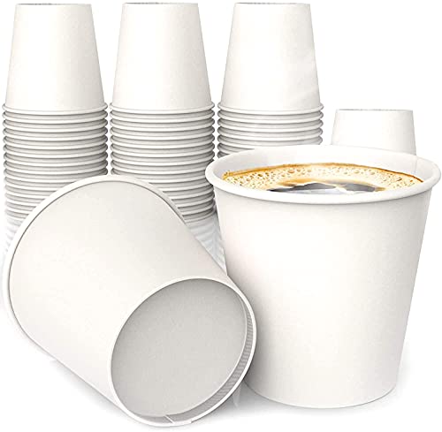 Sheriffdrink 50 Pack 4 oz Paper Cups, Bathroom Cups, Small Mouthwash Cups, White Paper Cups, Hot/Cold Drinking Cups, Mini Paper Cups for Home, School and Office