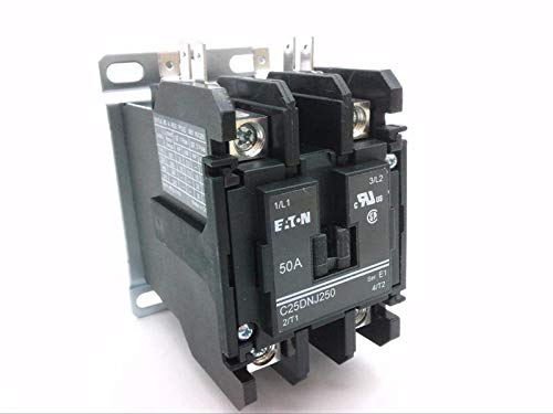 CUTLER HAMMER C25DNJ250C Definite Purpose CONTACTOR, Box LUGS W/VERT QC Terminal, 480 VAC Coil, 2 Pole, Open N-R, 50 AMP