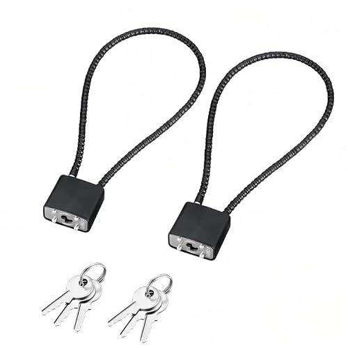 Candado de cable con llave, 28 cm, negro (2 uds.)